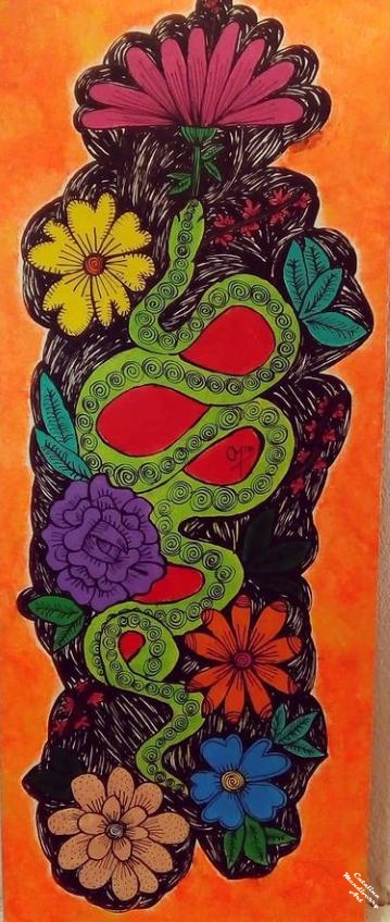 Serpiente y flores